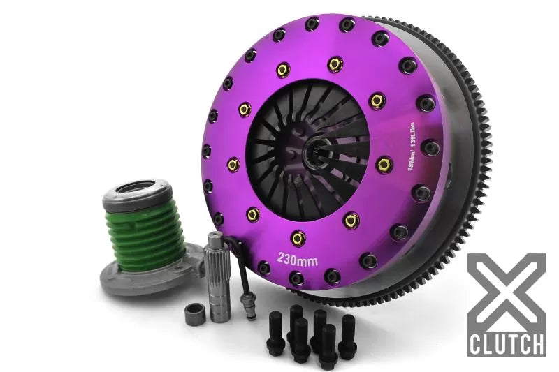 XClutch Clutch Kit with Chromoly Flywheel + HRB 9-Inch and Twin Solid Ceramic Clutch Discs Ford Mustang 2.3L